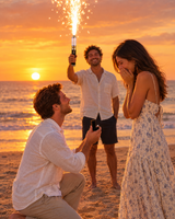 Spark wand at a beach proposal